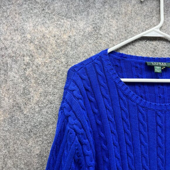Lauren Ralph Lauren Sweater Men Extra Large Blue Sweatshirt Pullover Cable Knit - Picture 3 of 14